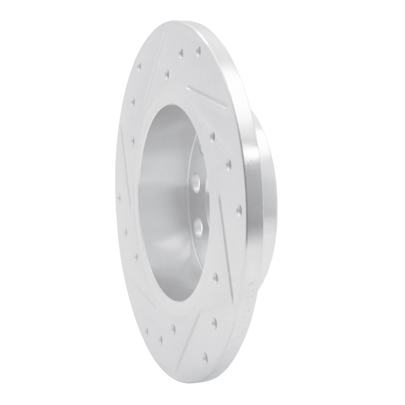 Audi A3 Brake Rotor (1) - Rear Right - R1 Concepts - Drilled & Slotted - Silver - `05-`13